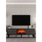 Demonte Decor TV0064-TXA150DD-32 Şömineli Tv Sehpası Antrasit-Altın - Antrasit - Altın