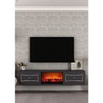 Demonte Decor TV0065-TXA150DD-32 Duvara Montaj Şömineli Tv Sehpası Antrasit-Gümüş - Antrasit - Gümüş