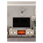 DEMONTE DECOR TV0067-TXA150DD-32 ŞÖMİNELİ TV SEHPASI BEYAZ-ALTIN