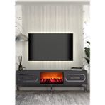 Demonte Decor TV0071-TXA150DD-128 Şömineli Tv Sehpası Antrasit-Gümüş - Antrasit - Gümüş