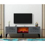 Demonte Dekor Shumen Şömineli Tv Sehpası Antrasit Gümüş - Antrasit - Gümüş