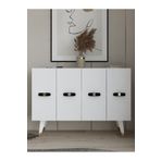 DemonteHome Quartdh (KM120) Konsol Çok Amaçlı Dolap Beyaz-altın (V KULP)