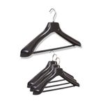 DEMOPLAST HANGER & TEXTILE ACCESSORIES Takım Elbise, Ceket Askısı, Barlı Siyah Askı (4 Adet)