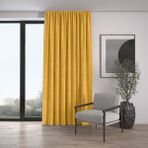 Demor Home Kadife Dokulu Ekstrafor Büzgülü Bal Peteği Sarısı Tek Kanat 150x250 cm Fon Perde