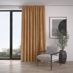 Demor Home Kadife Dokulu Ekstrafor Büzgülü Kaju Rengi Tek Kanat 250x270 cm Fon Perde