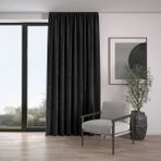 Demor Home Kadife Dokulu Ekstrafor Büzgülü Panter Siyahı Tek Kanat 100x250 cm Fon Perde