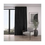 Demor Home Kadife Dokulu Ekstrafor Büzgülü Panter Siyahı Tek Kanat 150x270 cm Fon Perde