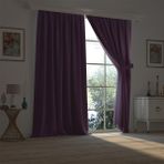 Demor Home Lavanta Rengi Yarı Mat Blackout Ekstrafor Büzgülü Tek Kanat 200x250 cm Fon Perde