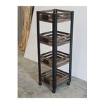 Demwood 30x30x100 Ebatlarında Ceviz Tekerli Ahşap Sebze Meyvelik Dolap Raf