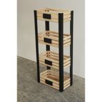 Demwood 40x20x100 Ebatlarında Naturel Siyah Levhalı Ahşap Sebzelik Dolap Raf