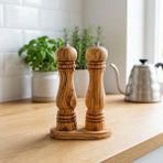 Demy Craft Olea Zeytin Ağacı Tuz ve Karabiber Öğütücü Set Seramik Mekanizmalı | Doğal Ahşap - Kahverengi