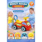 DENAPCAL Bingit Araba Kırmızı Oturaklı Çocuk Arabası İlk Arabam Direksiyonlu Binmeli Oyuncak