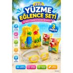 DENAPCAL Çocuk Havuz Deniz Yüzme Seti Balık Baskılı Kolluk Şişme Yelek Yüzücü Gözlüğü Yazlık Plaj Tatil Yardımcı Yüzme Seti