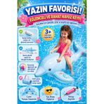 DENAPCAL Şişme Yunus Deniz Yatağı Çocuk Havuz Oyuncağı Binilebilir Büyük Boy Tutma Kollu Deniz Botu