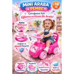 DENAPCAL Unicorn İlk Arabam Binmeli Oyuncak Araba Kız Çocuk Oturaklı Direksiyonlu Araba