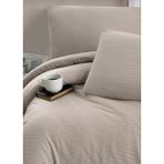 Deneme Zamanı Kapiçino krem çizgili saten nevresim takımı 2 yastık kılıflı - 200 x 220 cm - Cappuccino