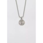 Denge - Yin Yang Örme Zincir Kolye - Antik Gümüş Kaplama - Kadın Erkek - 60 Cm