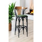 Dengema 169/75 Bar Taburesi – Yeşil Deri Oturum, Metal Ayaklı, 75 cm Yükseklik Bar Sandalyesi - Ceviz-Yeşil