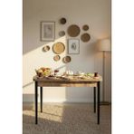 Dengema Terra Kelebek Yemek Masası – Ceviz Desen, Siyah Metal Ayak, Açılır 70X110→140 Cm, 4–6 Kişilik - Ceviz - Siyah - 70 x 110 cm