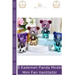 Denguva #MiniVantilatör USB Şarjlı Portatif Masaüstü Güçlü Sessiz Soğutucu Şık Panda Model Mini Fan Vantilatör