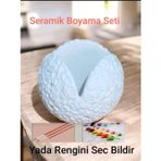 Denic Tasarım Taş Boyama Seti - 1 Fırça - 3 Boya- Seramik Dekoratif Meteor Çukuru Çok Amaçlı Biblo - Obje