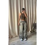 DENİKK Tasarım Baggy Denim Jean Pantolon Gri Renkli Orta Kalınlık Pamuklu Kumaşla Günlük Kullanım İçin - XS