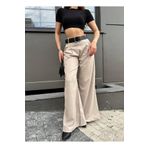 DENİKK TREND ÇİZGİLİ POLİVİSKON KUMAŞ KEMERLİ SALAŞ PALAZZO PANTOLON- STRIPE POLYVISCOSE PALAZZO PANTALONI zara
