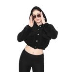 DENİKK Trend Crop Peluş Mont Krop SİYAH M