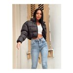DENİKK Trend Crop Siyah Kısa Şişme Krop Mont