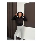 DENİKK TREND KAPÜŞONLU FERMUARLI BELDEN OTURMALI ŞİŞME CROP MONT Siyah M