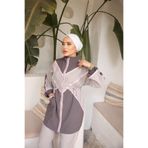 DENİKK TREND MODEST ÖZEL TASARIM PREMİUM DESIGN FERMUARLI ALT ÜST TUNİK PANTOLON TAKIM Gri461 L