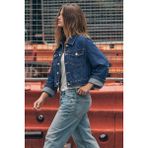 Denim Crop Ceket - XL - Denizci Mavisi
