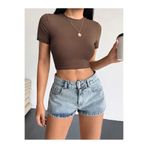 Denim Kadın Yüksek Bel Kot Şort