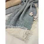 Denim Mavi 7 Katlı Çift Taraflı Dolgulu Müslin Bebek-Çocuk Battaniyesi Pamuk 110X110 Cm
