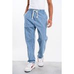 Denim Republic Erkek Koyu Mavi Çizgili Bol Pantolon Gabardin
