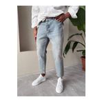 Denim Shorty Boyfriend Mavi Eskitme Yırtık Detaylı Kot Pantolon