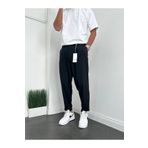 Denim Shorty Boyfriend Siyah Renk Pileli Kumaş Pantolon