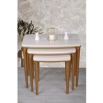 deniss home Napali 3'lü Lüx Ahşap Mdf Zigon Sehpa Bej Gold