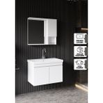 Deniz Banyo Dolabı Seti, 80 cm Beyaz, Lavabo Dahil, Lavabolu