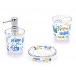 Deniz Desen 3 Lü Banyo Seti Akrilik (Sıvı Sabunluk 16X8
