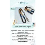 Deniz Doğal Taş Sertifikalı Doğal Sitrin, Akik, Lapis ve Kaplan Gözü Taşı 8 mm Aslan Burcu Tesbih