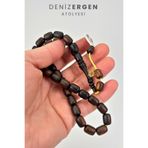 DENİZ ERGEN Abanoz Ağacı Orjinal Sertifikalı Kapsül Kesim Sistem Püsküllü 8.5 x 12 Tesbih