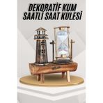 Deniz Feneri Kum Saati Ahşap Görünümlü Vintage Tarz Biblo UCZEYFELKULELİDENİZFENERİ2
