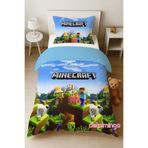 DENİZ HOME Minecraft Yeşil Desenli Nevresim Takımı (Çarşafsız) – 155x220 / 50x70 cm Yastık Kılıfı