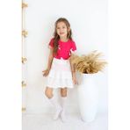 Deniz Home Wear Şıklık Durağı Yazlık Kısa Kollu T-Shirt & Etek 2 Parça Kız Çocuk Etekli Takım - Beyaz - 3 – 4 Yaş