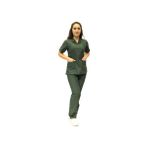 Deniz İş Doktor Hemşire Haki Renk Zarf Yaka Takma Kol Cerrahi Takım - 2XL