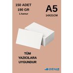 Deniz Karton 150 Adet | A5 Boy 1. Hamur Baskı Kağıdı - 190 Gram - Davetiye Kağıdı - Bijuteri Kartı - 1.Hamur Kağı