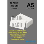 Deniz Karton 40 Adet | A5 Boy 1. Hamur Baskı Kağıdı - 300 Gram - Davetiye Kağıdı - Bijuteri Kartı - 1.Hamur Kağıt