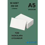 Deniz Karton 50 Adet | A5 Boy 1. Hamur Baskı Kağıdı - 250 Gram - Davetiye Kağıdı - Bijuteri Kartı - 1.Hamur Kağıt