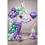 Deniz Kızı Temalı 7 Yaş Doğum Günü Balon Süsleme Seti – Mor Lila Parti Dekorasyon Seti